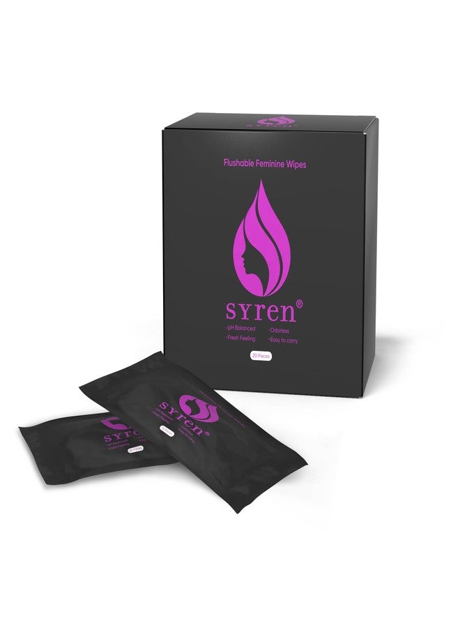 Syren Flushable Feminine Wipes, 20 Pieces, Odorless, Plant-Based, Easy to Carry - Image 1